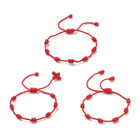 3Pcs 3 Size Nylon Braided Knot Cord Bracelet, Lucky Adjustable Bracelets for Kids