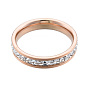 Crystal Rhinestone Finger Ring, 201 Stainless Steel Jewelry for Women