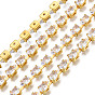 Teardrop Cubic Zirconia Strass Chains, Gold Plated Brass Link Chains, Soldered, with Spool