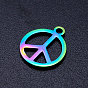 Ion Plating(IP) 304 Stainless Steel Charms, Peace Sign