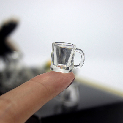 Mini vaso de resina con asa, para accesorios de casa de muñecas, simulando decoraciones de utilería