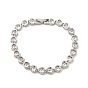 Clear Cubic Zirconia Heart Link Chain Bracelet, Rack Plating Brass Jewelry for Women, Cadmium Free & Lead Free