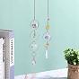 4Pcs Metal Ring & Sun Hanging Ornaments Set, Rainbow Maker, Teardrop/Cone Glass Tassel Suncatchers for Home Garden Decoration