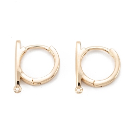 Brass Hoop Earring Findings, with Horizontal Loop, Ring