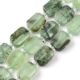 Perles naturelles préhnite brins, avec des perles de rocaille, rectangle