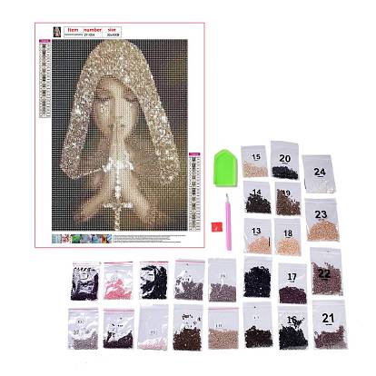 DIY 5D Women Pattern Canvas Diamond Painting Kits, with Resin Rhinestones, Sticky Pen, Tray Plate, Glue Clay, for Home Wall Decor Full Drill Diamond Art Gift