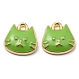 Golden Plated Alloy Charms, with Enamel, Cadmium Free & Nickel Free & Lead Free, Cat Shape Charms