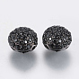 Brass Micro Pave Cubic Zirconia Beads, Hollow Rondelle, Black