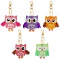 Owl DIY Diamond Painting Keychain Sets, with Tray Plate, Drill Point Nails Tools, Alloy Swivel Clasps, Iron Chains, for Embroidery Arts Crafts