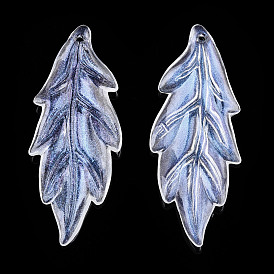 Transparent Acrylic Pendants, Glitter Powder, Leaf