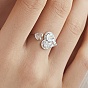 925 кольцо из стерлингового серебра с камнем, кубический цирконий сердце открытые манжеты кольца, с печатью s925