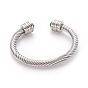 304 Stainless Steel Cuff Bangles, Torque Bangles, with Glass Rhinestone