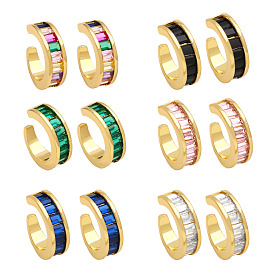 Colorful Zirconia Clip-on Earrings for Women, Chic and Elegant Ear Cuff Jewelry