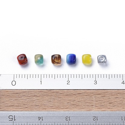 Perles de verre tchèques transparentes et opaques, carrée