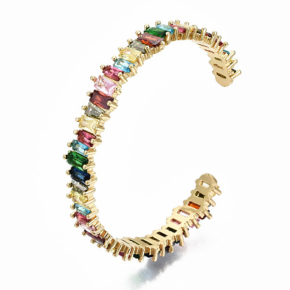 Micro en laiton pavent zircone cubique bracelets manchette, sans nickel, colorées