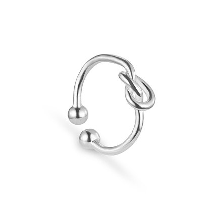 Shegrace adjuestable simple elegance 925 кольца-манжеты из стерлингового серебра, открытые кольца, с любовью узел, 16 мм