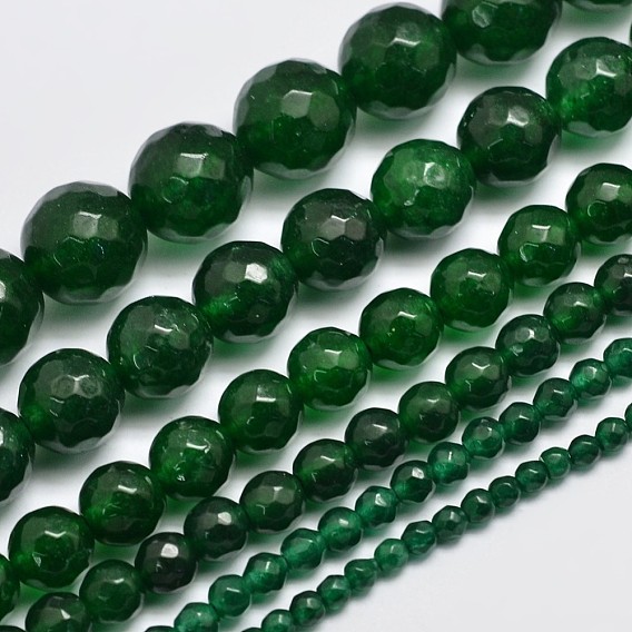 Malasia natural de hebras de perlas de jade, rondo, teñido, facetados