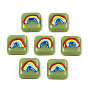 Cabujones de esmalte de resina opaca, cuadrado con arcoiris de colores