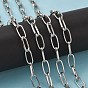 Iron Paperclip Chains, Flat Oval, Drawn Elongated Cable Chains, Unwelded, 19x8x2mm