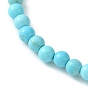 2Pcs 2 Style Natural Howlite & Synthetic Turquoise & 304 Stainless Steel Cross Beaded Stretch Bracelets Set