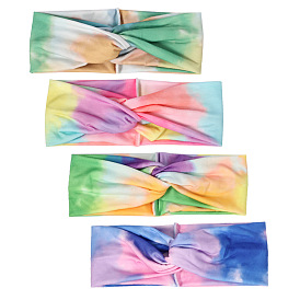 Crossed Tie Dye Headband for Women - Sporty Yoga and Casual Hair Accessory
