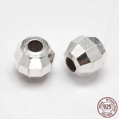 Rondes facettes 925 sterling perles d'argent