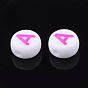 Perles acryliques initiales, trou horizontal, plat rond, couleur mixte