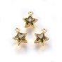 Golden Tone Brass Micro Pave Cubic Zirconia Charms, Star
