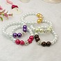 Mode bracelets perle de verre , bracelets élastiques, laiton avec des perles de strass, 55mm