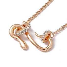 Crystal Rhinestone Snake Pendant Necklace with Alloy Curb Chains for Women