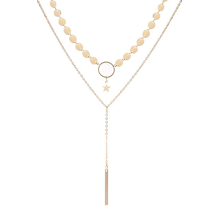 Fashionable Minimalist Street Style Necklace with Handmade Sequin Star Tassel Collarbone Chain.