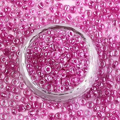 Perles de rocaille en verre, lustre des couleurs intérieures transparentes, trou rond, ronde