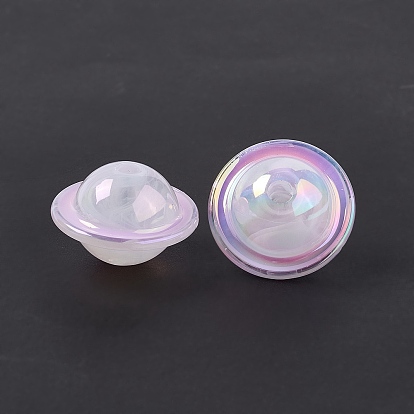 UV Plating Rainbow Iridescent Acrylic Beads, Planet