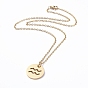 304 Stainless Steel Pendant Necklaces, with Cable Chains and Lobster Claw Clasps, Flat Round with Twelve Constellations