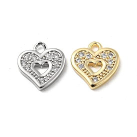 Brass Micro Pave Cubic Zirconia Pendants, Heart