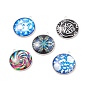 Glass Pendants, with 304 Stainless Steel Pendant Cabochon Setting, Flat Round