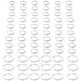 300 pcs 4 styles anneaux fendus en fer, anneaux de saut à double boucle, sans cadmium et sans plomb