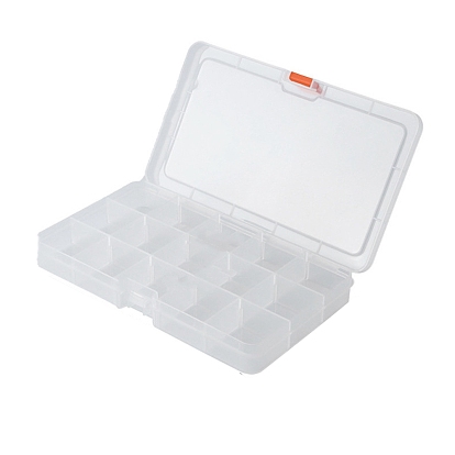 15 recipientes de almacenamiento de cuentas de plástico rectangulares transparentes de rejillas, con tapas