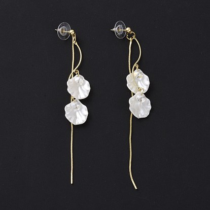 Boucles d'oreilles pendantes à pampilles imitation coquillage en acrylique avec 925 épingles en argent sterling, boucles d'oreilles longues en alliage pour femmes