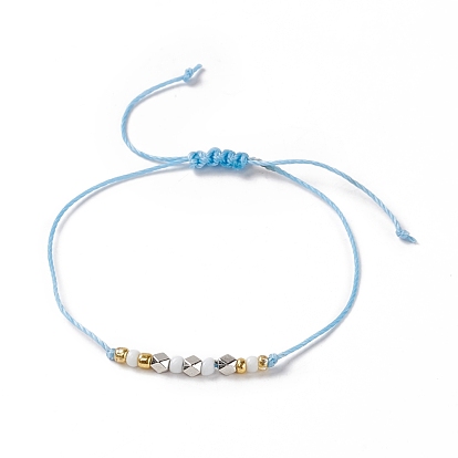 3шт 3 набор пластиковых плетеных браслетов из бисера, регулируемые браслеты из вощеного полиэфирного шнура для женщин