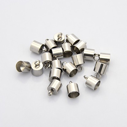 304 Stainless Steel Cord Ends, End Caps, 13x9mm, Hole: 3mm, Inner Diameter: 8mm