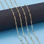 Паяные латунные цепочки для скрепок, Плоско-овальные, тянутые удлиненные кабельные цепи, долговечный, реальный 18 k позолоченный, с катушкой