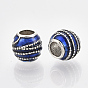 Antique Silver Plated Alloy European Beads, with Enamel, Large Hole Beads, Rondelle