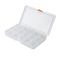 15 Grids Transparent Rectangle Plastic Beads Storage Containers, with Lids