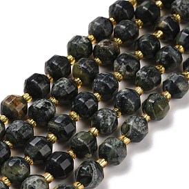 Perles de kambaba naturel jasper, avec des perles de rocaille, tambour à barillet bicône à facettes