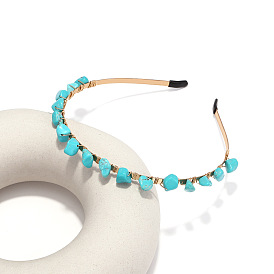 Boho Turquoise Stone Headband for Women - Handmade Western Style Hair Accessory