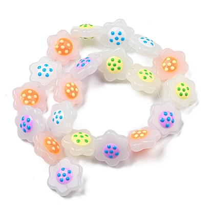 Glass Beads Strands, with Enamel, Flower
