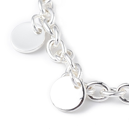 304 bracelets à breloques ronds plats en acier inoxydable avec chaînes forçat pour femmes