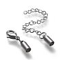304 Stainless Steel Chain Extender, with Cord Ends, Curb Chains and Lobster Claw Clasps