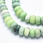 Natural Green Grass Agate Beads Strands, Frosted, Rondelle